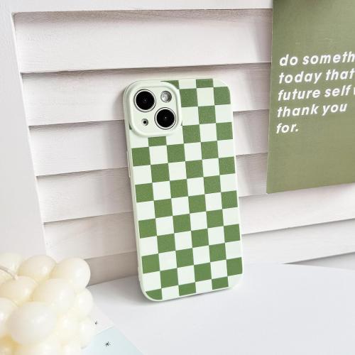 NITITOP Compatible for iPhone 13 Case Cute Checkered - Green