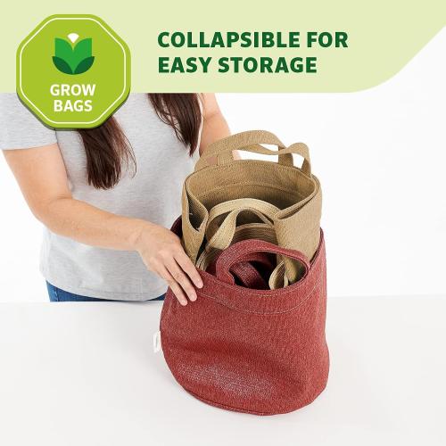Coolaroo 2-Pack 5 Gallon Heavy Duty Plant/Vegetable/Herb/Fruit Breathable Fabric Grow Planter Pot Bags with Handles, Desert Sand