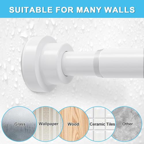 AIZESI White Tension Curtain Rod 30-63In 1PCS,Adjustable Spring Tension Rod