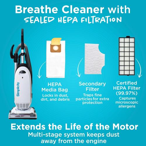 Simplicity Vacuums S20EZM Allergy Bagged Upright Vacuum Cleaners for Home