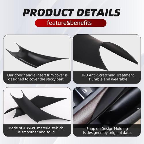 2PCS Car Sticky Door Handle Cover Compatible with BMW 3&4 Series