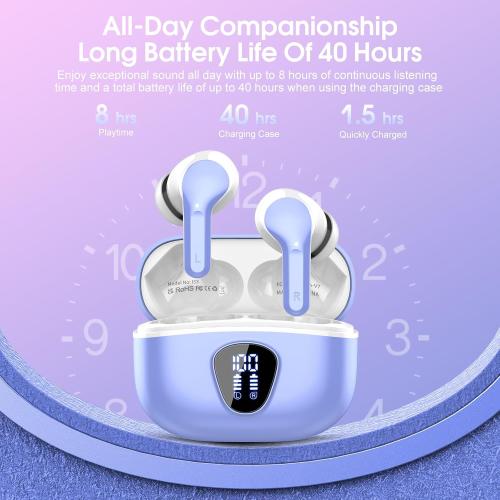 Wireless Earbuds, Bluetooth 5.4 Headphones HiFi Stereo, Bluetooth Earbuds