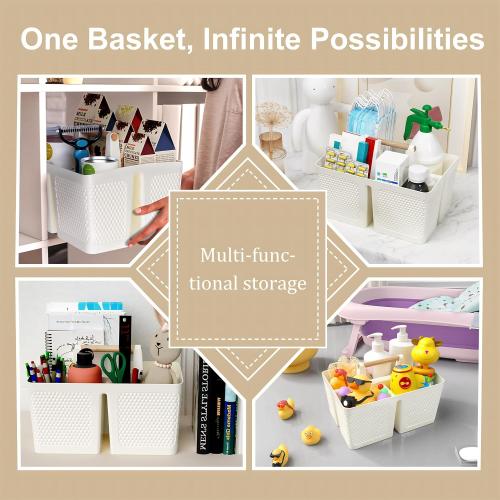 Shower Caddy Portable and Cleaning Caddy Organizer for Bathroom, Kitchen,Toiletries Storage, Caddy organizer with handle, Rust-Resistant, Durable Material(Milky White, 9.36L×7.73W×7.24H)