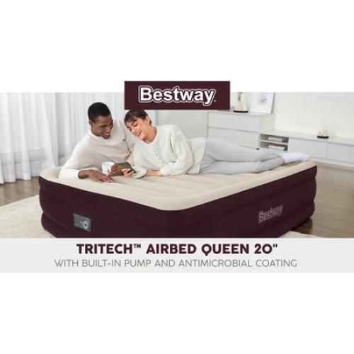 Bestway Maroon 20 Queen Air Mattress with Built-in Pump