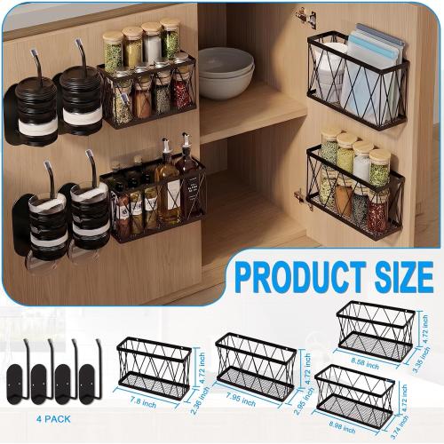 8 Pack Adhesive Cabinet Door Organizer