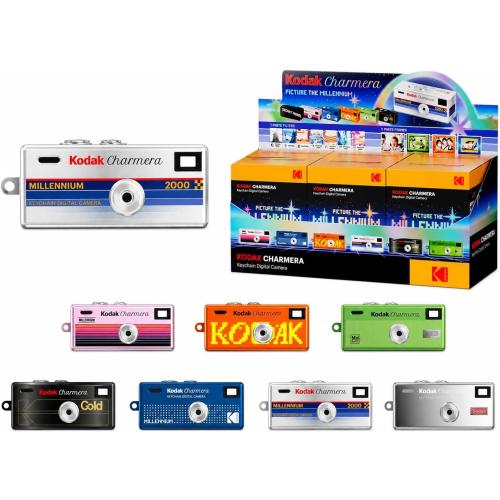 KODAK CHARMERA Keychain Digital Camera Blind Box Millennium Single Box (1PC),Mini Camera,Digicam,Video Recording,Bag Charm,1.6 Megapixels,Micro SD Card Slot,for Beginners Teens&Adults
