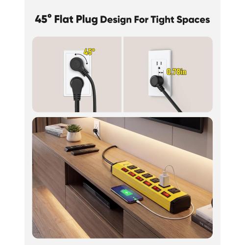 KeBen Heavy Duty Surge Protector,6 Outlets Individual Switches,25FT/15A