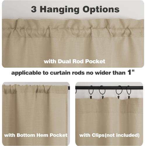 Chyhomenyc Camel Curtains 54 Inch Length 2 Panels, Faux Linen Textured Semi Sheer Light Filtering Soft Airy Rod Pocket Window Treatment Drapes for Living Room Bedroom, Each 30 Wx54 L