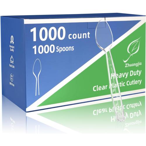 1000 Count Heavy Duty Clear Plastic Spoons Disposable