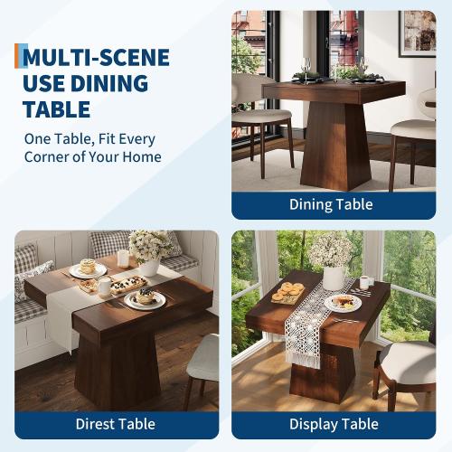 Garvee Small Dining Table with Drawers, 31.5 Inch Farmhouse Kitchen Table Retro Brown
