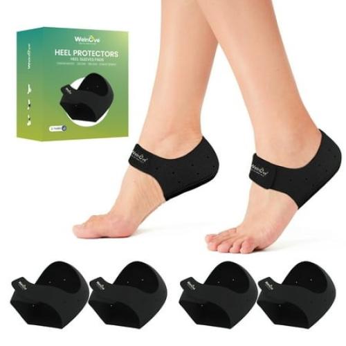 Welnove Plantar Fasciitis Gel Heel Protectors - Heel Cups for Women Men Heels Spur Pain Relief - Heel Inserts Pads for Achilles Tendonitis Dry Cracked