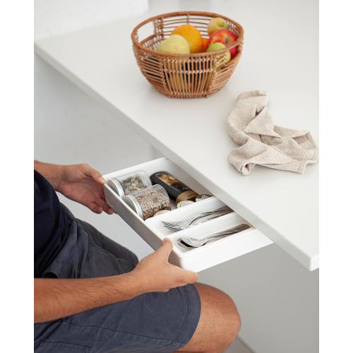 GAROOD Under Desk Drawer, Slide out Hidden Desk Drawers Organizer, Self-adhesive drawer for office/classroom/home 10.03'' x 7.06'' x 2.8’’ (White)