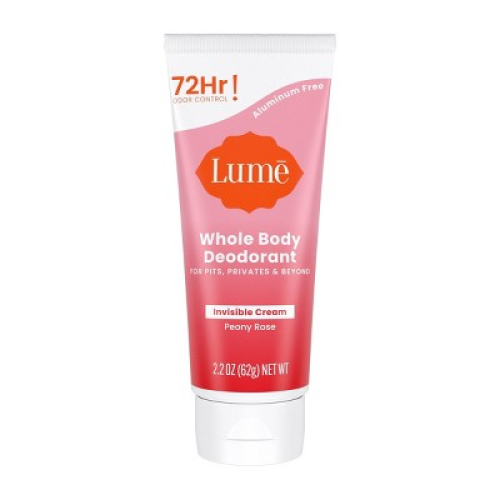 Lume Whole Body Women's Deodorant - Invisible Cream Tube - Aluminum Free - Peony Rose Scent 2 pack