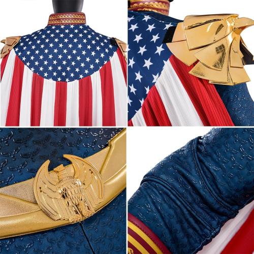 Mens Homelander Cosplay Costume, Homelander Luxury Battle New Uniform Bodysuit with Cloak