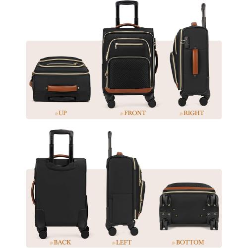 RAINSMORE Carry On Luggage with wheels, Softside Suitcases Set 3 Piece