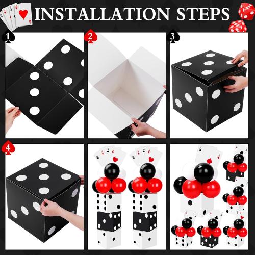 Hollowfly 54 Pcs Casino Party Decorations Dice Poker Game Night, Retro