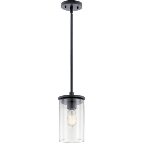 Kichler 43996BK Crosby Pendant, 1-Light 100 Watts, Black