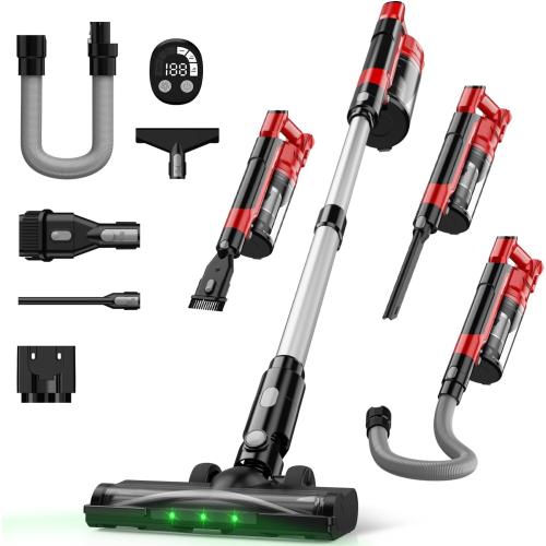 Cordless Vacuum Cleaner ,  Lightweight Stick Vacuum with HEPA Filter, 35KPA Suction, 350W Brushless Motor, 3 Modes for Carpet, Floor, Car (Battery Not Included)