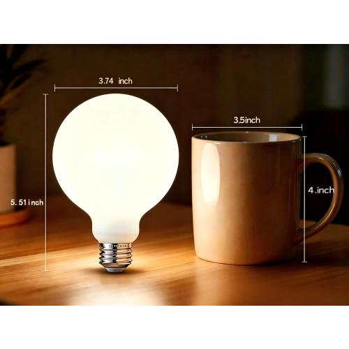 Frosted Globe LED Edison Bulb G30,Non-Dimmable 2700K, 6W E26 1PK