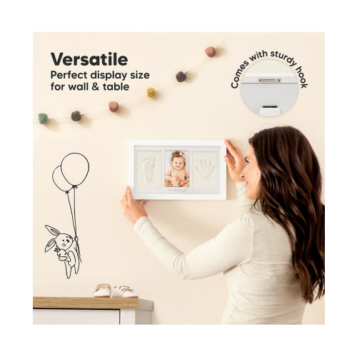Duo Baby Hand and Footprint Kit, Baby Handprint Kit, Newborn Photo Frame, Baby Keepsake for New Mom - White