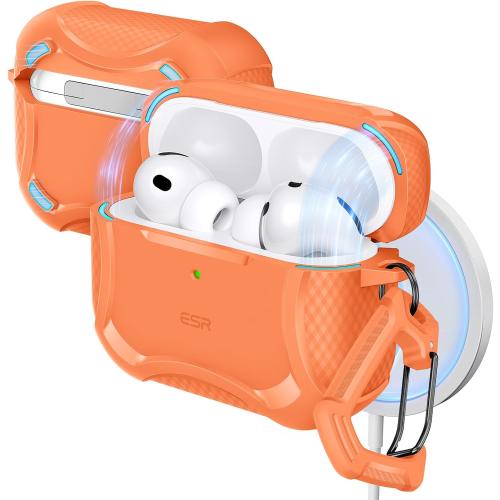 ESR for AirPods Pro 3 Case (2025), Magnetic Lid, Cyber Tough Series, Orange