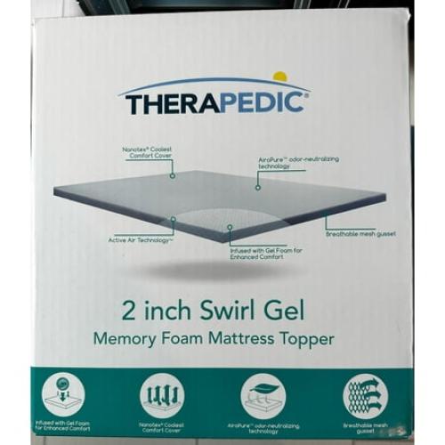 Size 75 x 39 Therapedic - 2 Inch Swirl Gel Memory Foam Mattress Topper TWIN 75 L x 39 W.