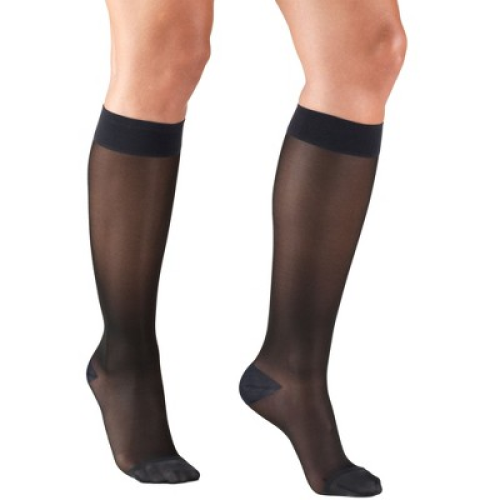 Truform Sheer Compression Stockings, 15-20 mmHg, Women's Knee High Length, 20 Denier Black 3X-Large