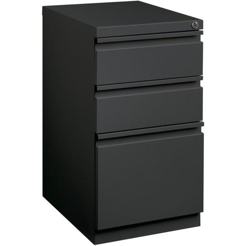 Bowery Hill 3-Drawer Metal Mobile Pedestal Filing Cabinet, 20 in Deep, Charcoal Finish, Steel Construction, Ball-Bearing Drawers, Lockable, Letter-Size Files, Modern Commercial Office Storage Solution