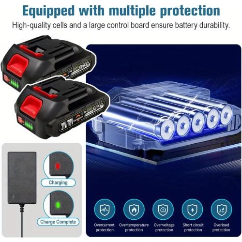 2 pcs Batteries Replacement for Makita, 4.0Ah 4000mAh battery for 18V 20V 21V power tools with a Battery Charger, Battery Compatible with Makita 18V tools,Leaf Blower,weed wacker,Chainsaw,Power washer