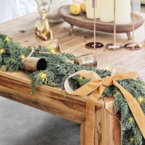 Cedar Christmas Garland with Lights for Mantle - Decorations 6 ft Realistic Lighted Faux Pine Garlands for Xmas Home Decoration Indoor Stairs Railing Fireplace Outdoor 6ft Prelit Garland Door Decor