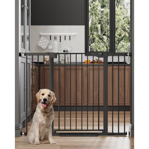 Cumbor 36 Extra Tall 29.7-51.5 Baby Gate for Stairs, Easy Walk Through Dog Gates for Doorways Extra Wide, Pressure Mounted Tall Pet Gate Indoor, Safety Auto-Close Child Gate for Kids, Black