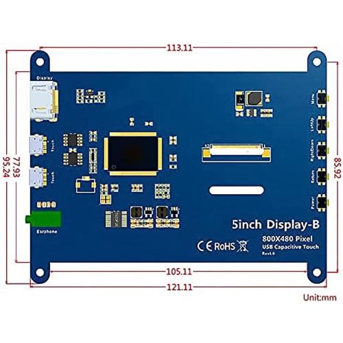 ELECROW 5 Inch Touch Screen Monitor for Raspberry Pi 800×480 LCD Display