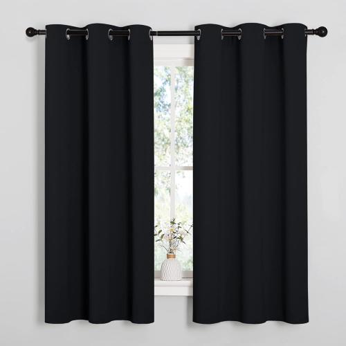 NICETOWN Black Blackout Curtains for Bedroom 42 Wide x 63 Long 2 Panels