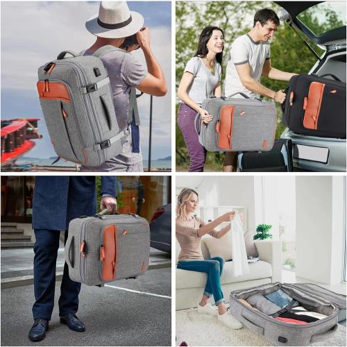 Lumesner Carry on Travel Backpacks, Extra Large 40L Flight Approved for Men & Women,Expandable Suitcase backpack (Grey (Backpack With 4 Packing Cubes))