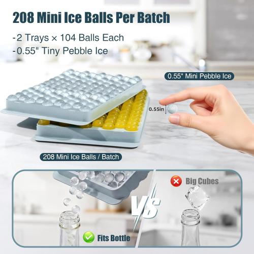 WIBIMEN Mini Ice Cube Trays for Freezer with Lid, 0.55 Pebble Ice