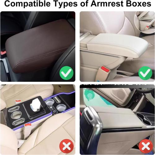 NBTEPEM Bling Car Armrest Cover, Universal Microfiber Leather Center Console Cover with 2 Pockets, Rhinestone Car Armrest Cushion Protector, Bling Accessories Interior for Most Vehicles (Red Diamond)