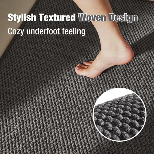 TYUU Bathroom Rugs Non Slip Washable, Super Absorbent Thin Bath Mat Small Quick Dry Low Pile Bathroom Rug, Dark Grey 16x24