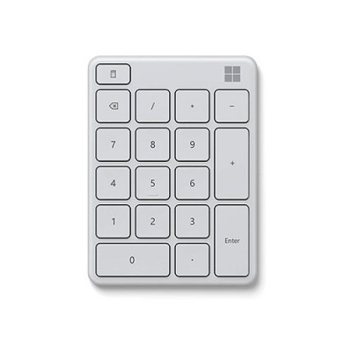 Microsoft Number Pad Glacier - Bluetooth 5.0 Connectivity - 2.4 GHz Frequency Range - Connect up to 3 devices - 1.3mm low profile key travel