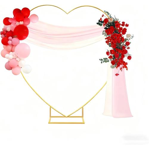6.6 FT Wedding Arch Backdrop Stand,Gold Metal Heart-Shape Balloon Arch Stand for Wedding,Ceremony,Baby Shower,Birthday Party Decoration (Gold, 6.6 * 6.6FT)