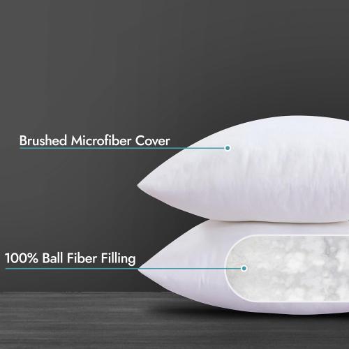 ROYALE LINENS 12 x 12 Pillow Insert - Down Alternative Throw Pillows Insert - Square Pillow Pack of 2 White - Bed & Couch Pillows - Inner Cushion for Bed, Cushion for Living Room - Shams Stuffer