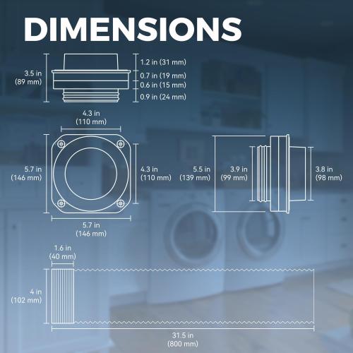 Magnetic Dryer Vent Coupling DV180 Magnetic Dryer Vent Connector Kit 4 Inch