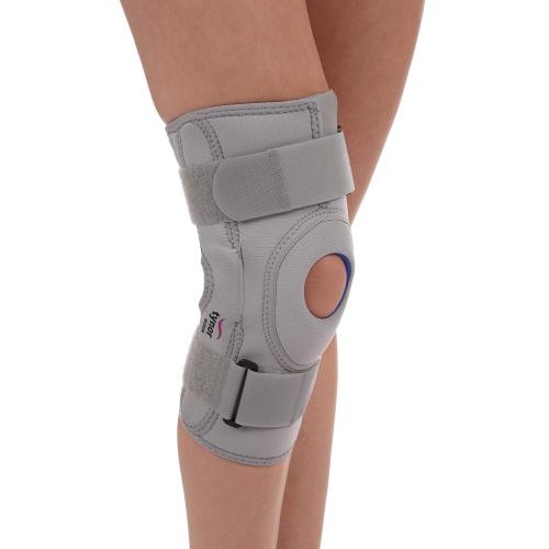 Size Large TYNOR Hinged Knee Brace with Double Strap Adjustable Neoprene Knee Support For Men & Women, Arthritis, Meniscus Tear, ACL with Open Patella with Removable Metal Hinges & Side Stabilizers