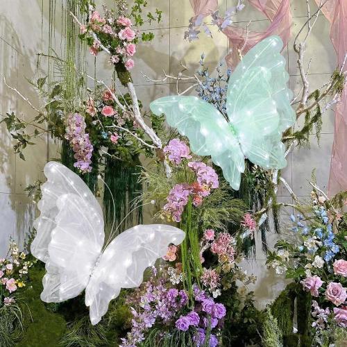 Yinkin 2 Pcs 20'' Christmas Large 3D LED Butterfly Decorations Green White