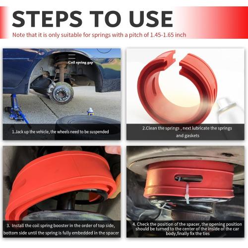 2PCS Coil Spring Spacers for Cars Includes Ties,Upgraded Car Coil Spring Booster Fits 1.5 Springs Spacing Improves Car Stability,Heavy Duty Rear Shocks Springs Spacer (B Type)