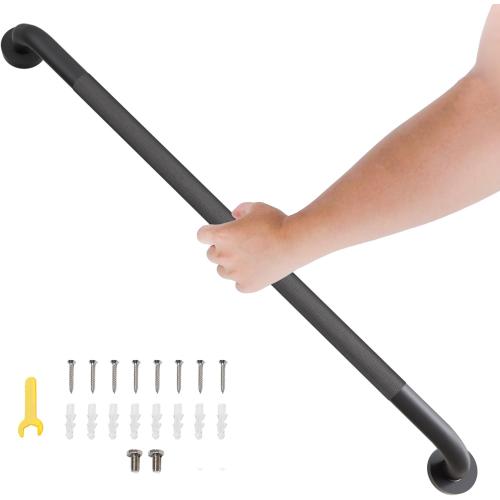 1 Pack Shower Grab Bar, 36 Inch Bathroom Grab Bar Handle with Anti-Slip Knurled Grip, Stainless Steel Bath Balance Bar, 1.25 Diameter Bath Safety Bar Support for Seniors Elderly Pregnant, Matte Black