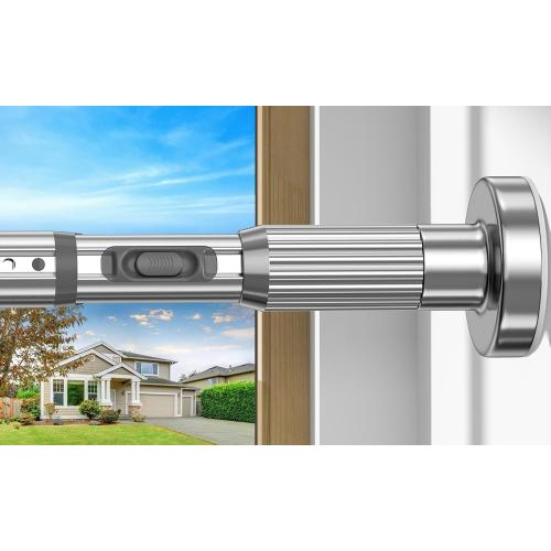 Silver Tension Curtain Rod 41-118In,Outdoor Curtain Rod No Drilling | for Window or Patio,Heavy Duty Shower Rod for Bathroom,Rod Diameter 1.26In-One-bond stretching