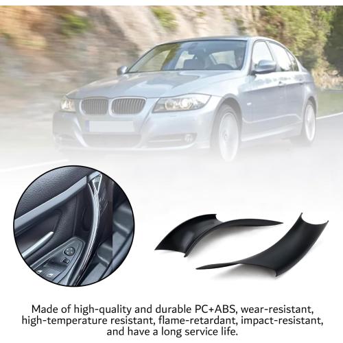Inner Door Pull Handle Panel Covers for BMW 320,328,330,335,M3 3 Series F30/F31/F34/F80 2012-2018 & 428,435,M4 4 Series F32/F33/F36/F82/F83 2014-2017(Black)-Direct Fit Replacement