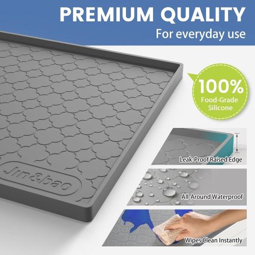 Jin&Bao Under Sink Mat 34 x 22 Waterproof Silicone Cabinet Kitchen Liner