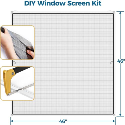 Augblinds DIY Aluminum Window Screen Frame Kit, 2 Sets, 46 in, White