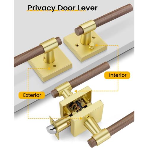 Goldenwarm 6 Pack Interior Privacy Door Handles, Zinc Alloy Heavy Duty Door Lever Handle for Bedroom Bathroom, Keyless Push Button Lock, Reversible, Fits Standard Doors